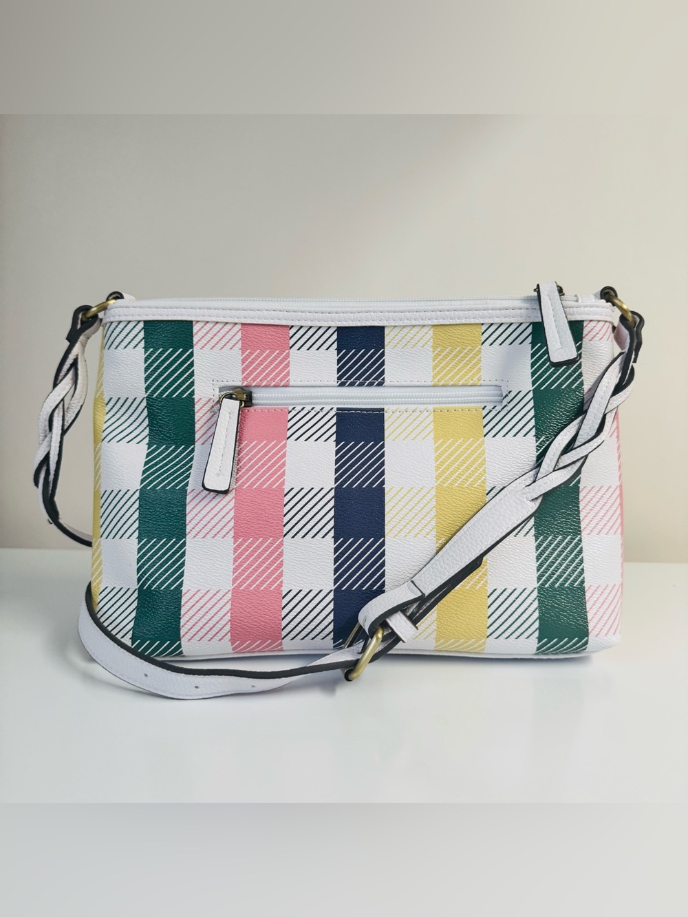 St. John's Bay Plaid Crossbody Bag with Tassel Colorful - Picture 5 of 12